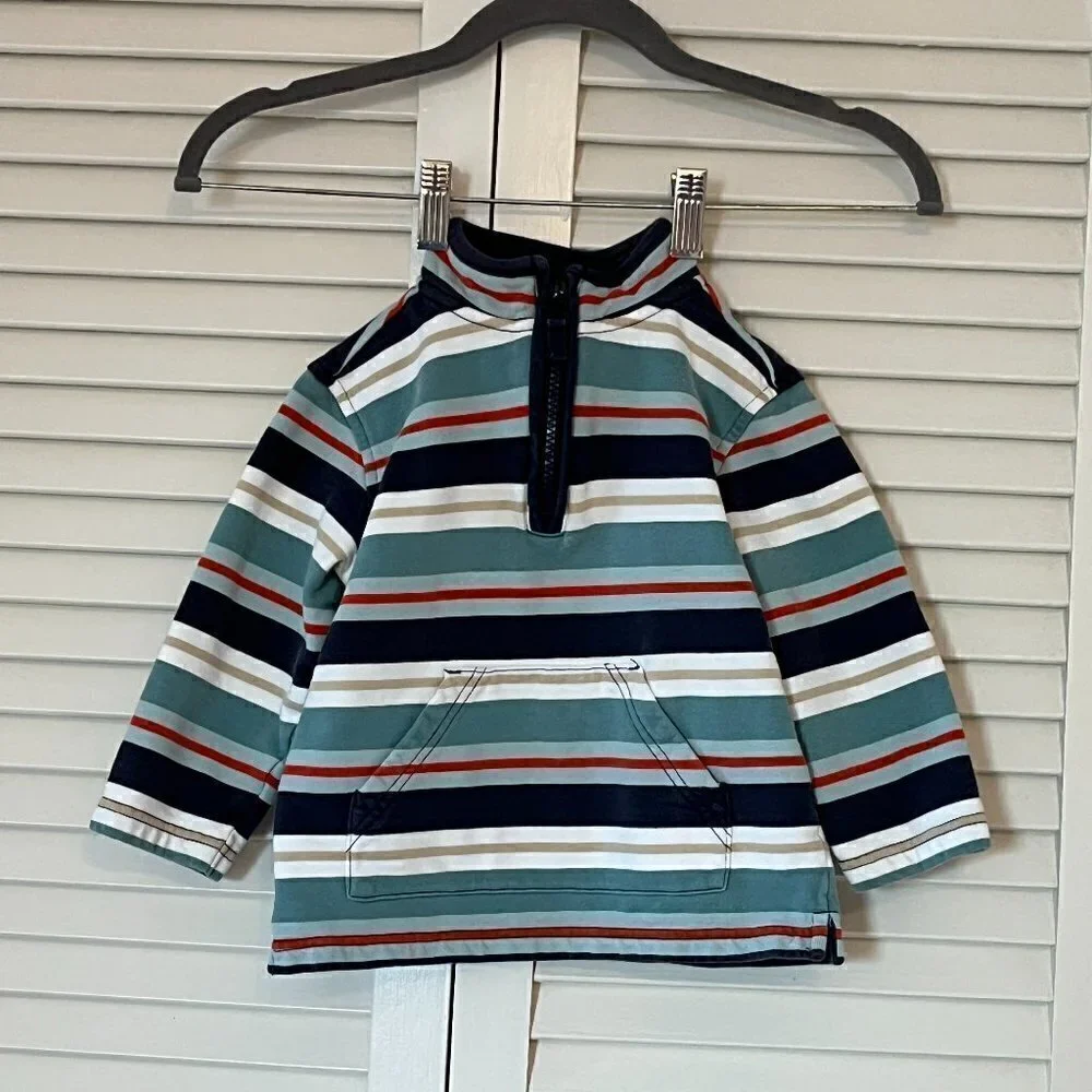 Janie and Jack pullover half-zip striped sweatshirt 2T cotton